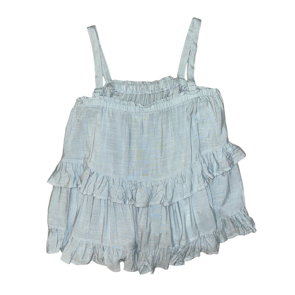 Mable light blue ruffle tank top women’s size large